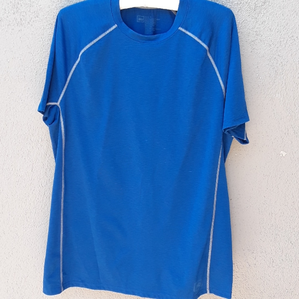REI TEE MENS LARGE BLUE, LOGO